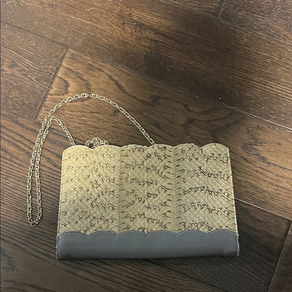 Vintage grey and snakeskin clutch